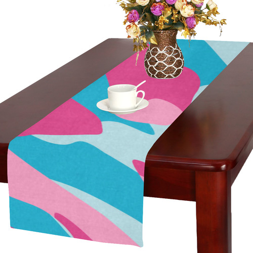 blue and pink camo 2 Table Runner 16x72 inch