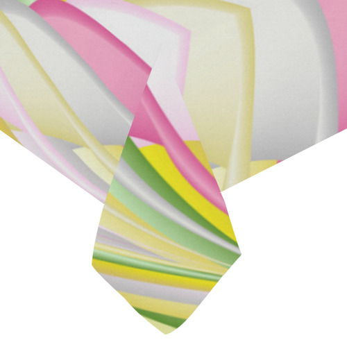 Lemon Mint Candy Fractal Art Cotton Linen Tablecloth 60"x 104"