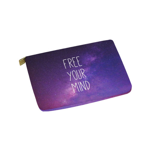 "Free Your Mind" Quote Purple Blue Night Sky Carry-All Pouch 9.5''x6''