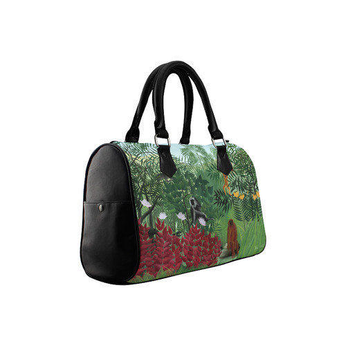 Henri Rousseau Tropical Forest Monkeys Boston Handbag (Model 1621)