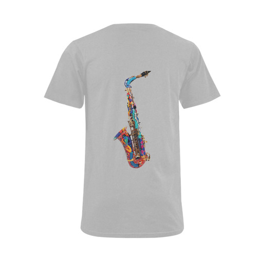 Saxophone Player Colorful Art Print Men's V-Neck T-shirt  Big Size(USA Size) (Model T10)