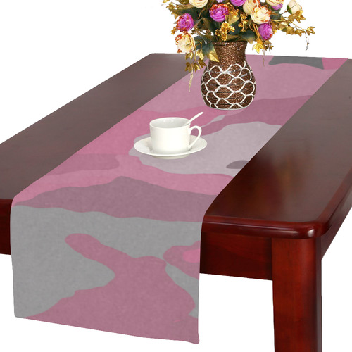 pink and gray camo Table Runner 16x72 inch