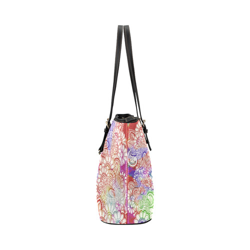 India Paisley Pattern - light watercolor grunge Leather Tote Bag/Large (Model 1651)