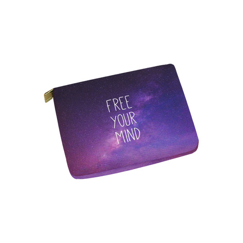 "Free Your Mind" Quote Purple Blue Night Sky Carry-All Pouch 6''x5''