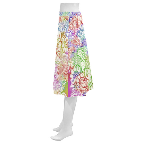 India Paisley Pattern - light watercolor grunge Mnemosyne Women's Crepe Skirt (Model D16)
