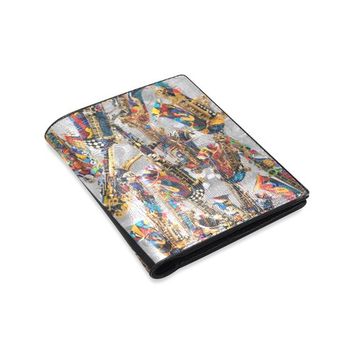 Colorful Saxophones Mens Gift Music Art Men's Leather Wallet (Model 1612)