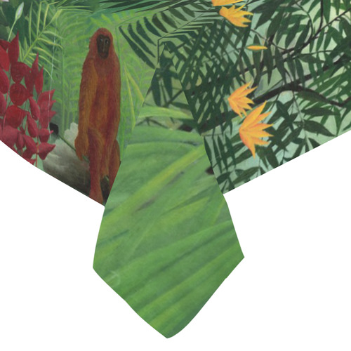 Henri Rousseau Tropical Forest Monkeys Cotton Linen Tablecloth 60"x 84"