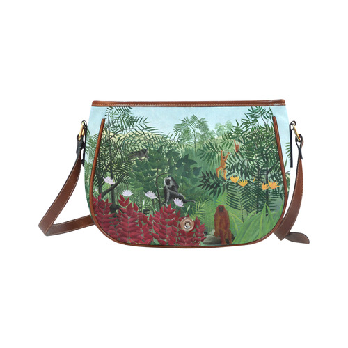 Henri Rousseau Tropical Forest Monkeys Saddle Bag/Small (Model 1649) Full Customization