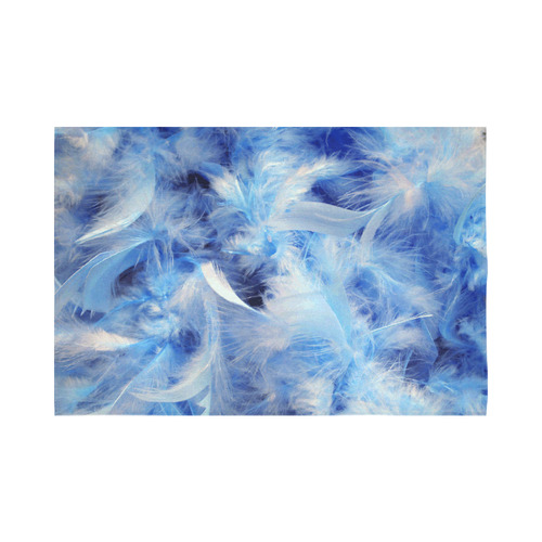 Blue Feathers Nature Art Cotton Linen Wall Tapestry 90"x 60"