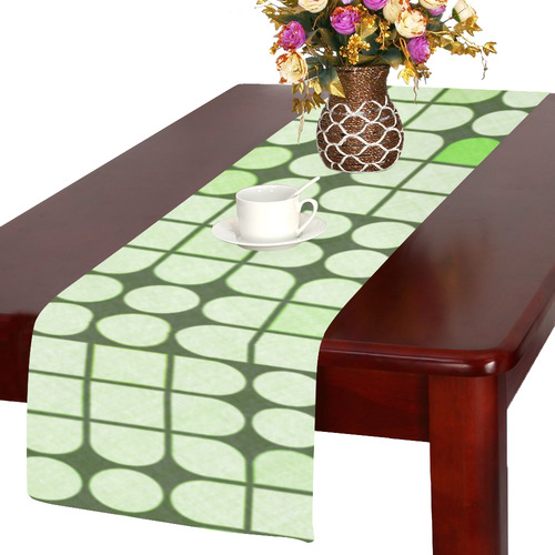 green geoemtric pattern Table Runner 14x72 inch
