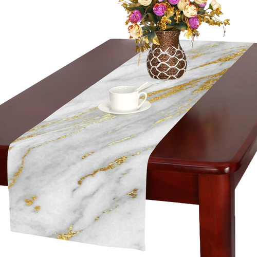 italian Marble, white and gold Table Runner 16x72 inch