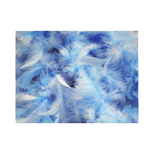 Blue Feathers Nature Art Cotton Linen Wall Tapestry 80"x 60"