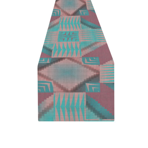 pink and turquoise geoemtric Table Runner 16x72 inch