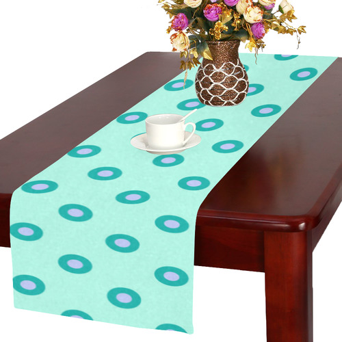 pink and green circles Table Runner 16x72 inch