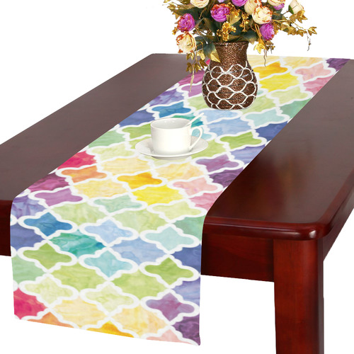 watercolor pattern Table Runner 16x72 inch