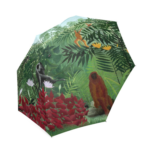 Henri Rousseau Tropical Forest Monkeys Foldable Umbrella (Model U01)