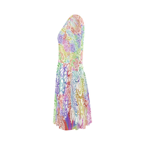 India Paisley Pattern - light watercolor grunge Elbow Sleeve Ice Skater Dress (D20)