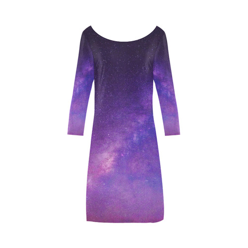 Purple Blue Starry Night Sky Bateau A-Line Skirt (D21)