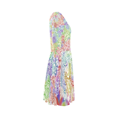 India Paisley Pattern - light watercolor grunge Elbow Sleeve Ice Skater Dress (D20)