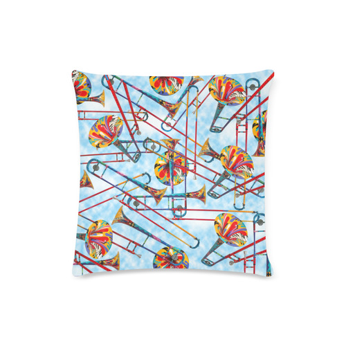 Colorful Trombone Art Design Print Custom Zippered Pillow Case 16"x16"(Twin Sides)
