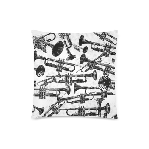 Trumpet Art Black and White Music Print Custom Zippered Pillow Case 18"x18"(Twin Sides)