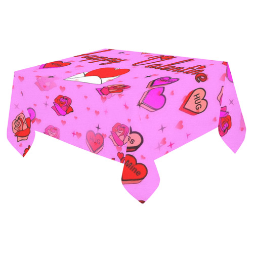 Happy Valentines by Popart Lover Cotton Linen Tablecloth 52"x 70"