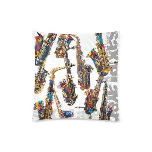 Colorful Saxophone by Juleez Art Design Print Custom Zippered Pillow Case 18"x18"(Twin Sides)