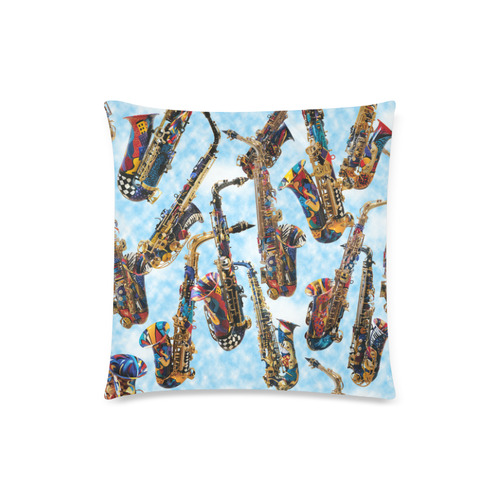 Colorful Saxophone Art by Juleez Custom Zippered Pillow Case 18"x18"(Twin Sides)