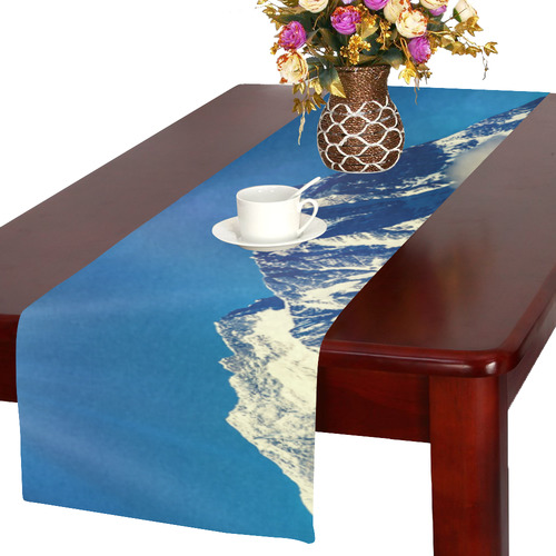 Snow Solo Mountain High Nature Blue Flare Table Runner 16x72 inch