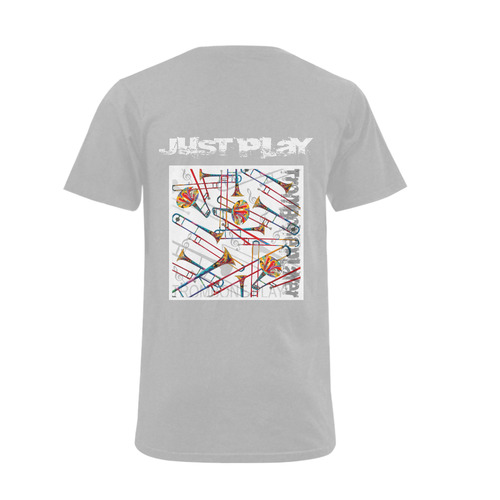 Colorful Trombone Art Print Just Play Men's V-Neck T-shirt (USA Size) (Model T10)