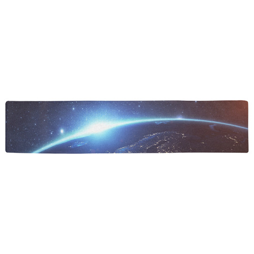 Europe Earth Blue Space Night Art Illustration Table Runner 16x72 inch