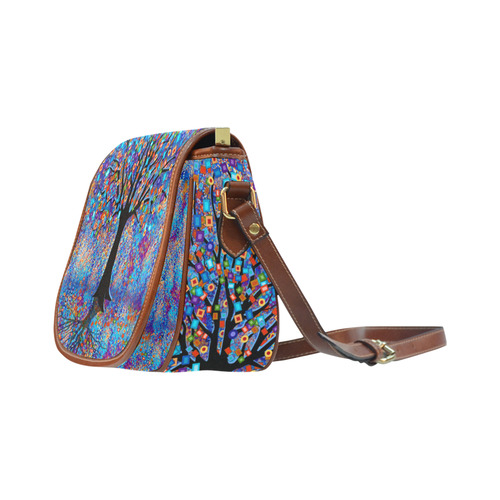 Colorful Tree Art Print Tree Carnival by Juleez Saddle Bag/Small (Model 1649) Full Customization