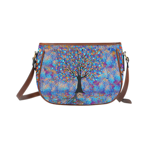 Colorful Tree Art Print Tree Carnival by Juleez Saddle Bag/Small (Model 1649) Full Customization