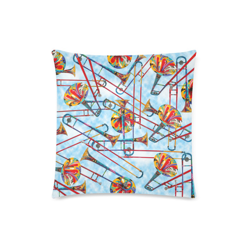 Colorful Trombone Art Design Print Custom Zippered Pillow Case 18"x18"(Twin Sides)