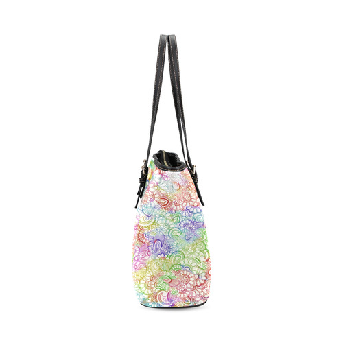 India Paisley Pattern - light watercolor grunge Leather Tote Bag/Small (Model 1640)