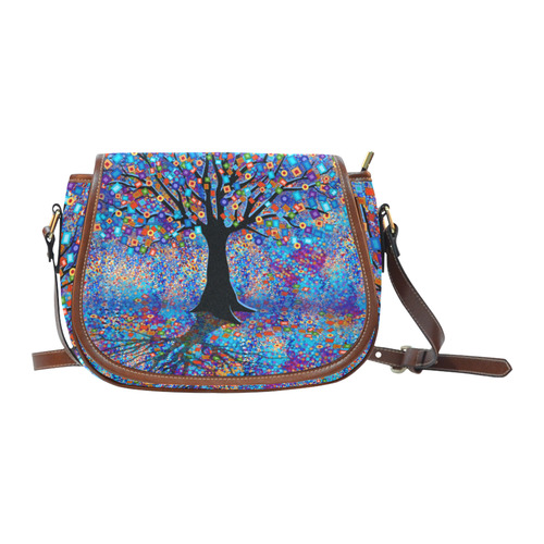 Colorful Tree of Life Art Print Carnival by Juleez Saddle Bag/Large (Model 1649)