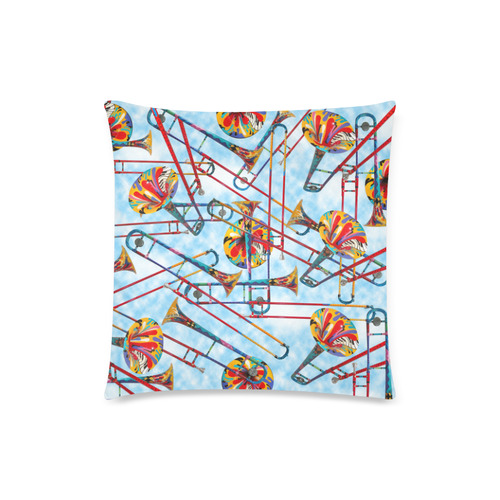 Colorful Trombone Art Design Print Custom Zippered Pillow Case 18"x18"(Twin Sides)