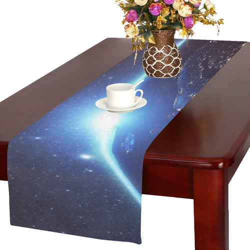 Europe Earth Blue Space Night Art Illustration Table Runner 16x72 inch