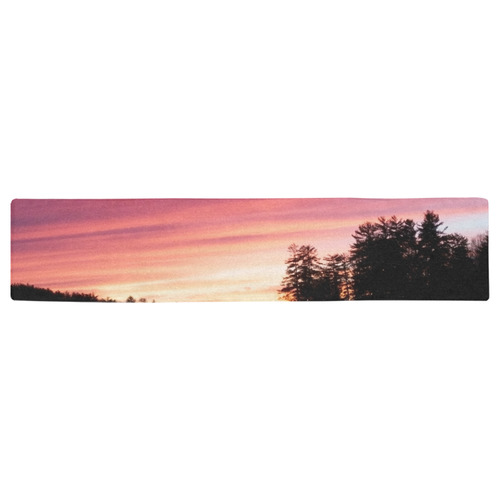 Sunset Nature Mountain Wood Red Sky Lake Table Runner 16x72 inch