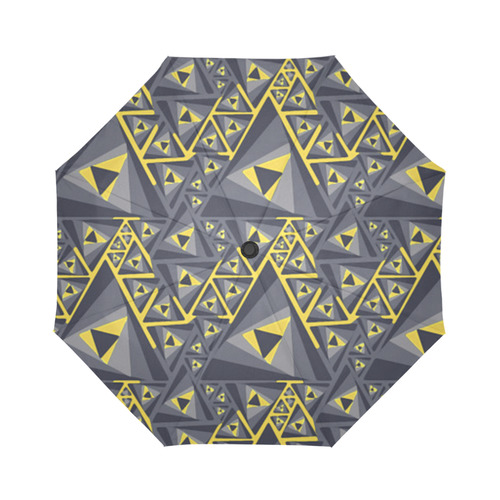 Gray Gold Modern Triangle Pattern Auto-Foldable Umbrella (Model U04)