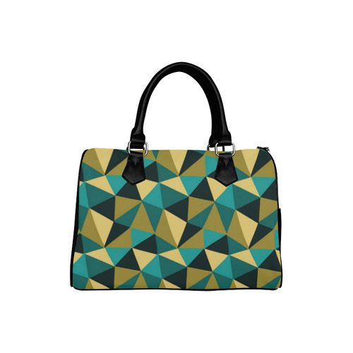 Black Gold Turquoise Abstract Triangles Boston Handbag (Model 1621)