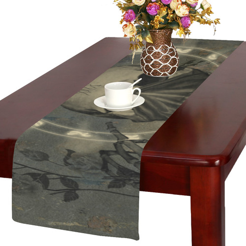 The creepy skull with spider Table Runner 14x72 inch