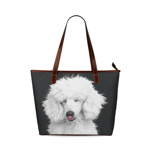 Silly White Poodle Shoulder Tote Bag (Model 1646)