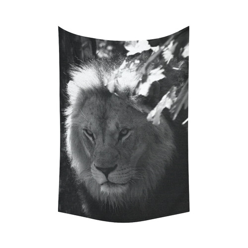 B&W Lion Cotton Linen Wall Tapestry 60"x 90"