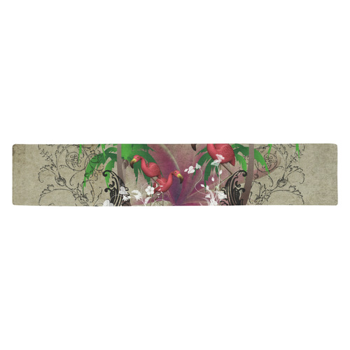Wonderful tropical design with flamingos Table Runner 14x72 inch