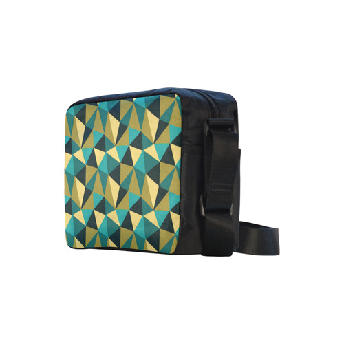 Black Gold Turquoise Abstract Triangles Classic Cross-body Nylon Bags (Model 1632)