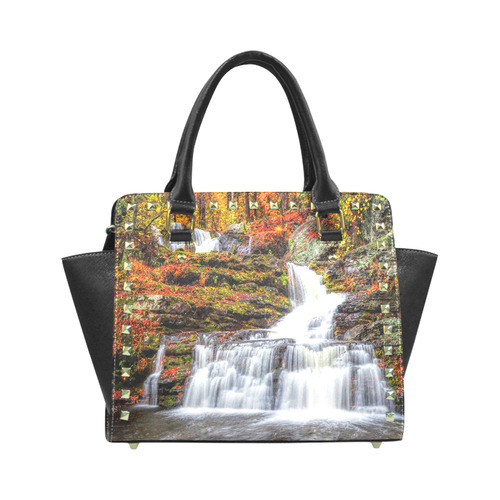 Autumn Waterfall Rivet Shoulder Handbag (Model 1645)