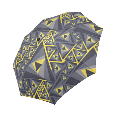 Gray Gold Modern Triangle Pattern Auto-Foldable Umbrella (Model U04)
