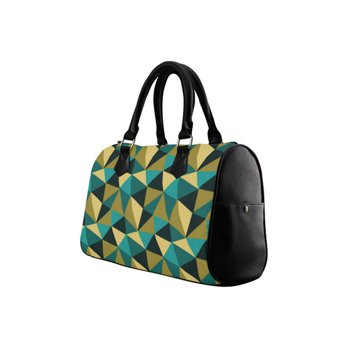 Black Gold Turquoise Abstract Triangles Boston Handbag (Model 1621)