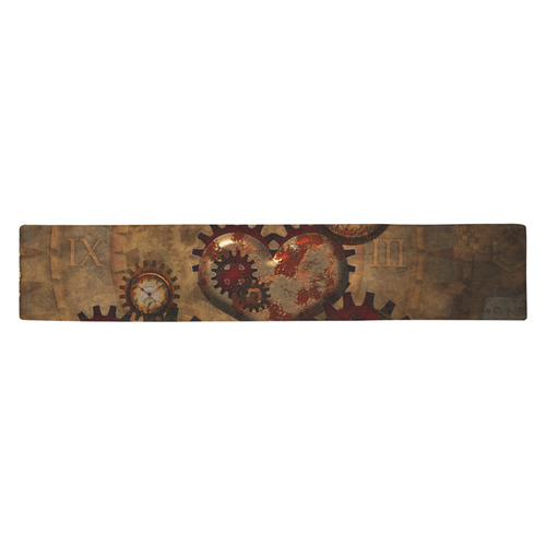 Steampunk, noble design clocks and gears Table Runner 14x72 inch